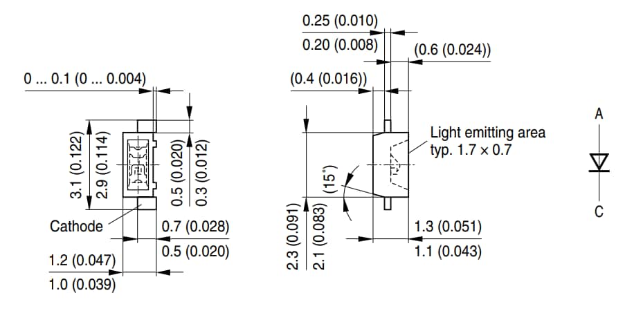 機械図面 - ams OSRAM Micro SIDELED® 3010 LED